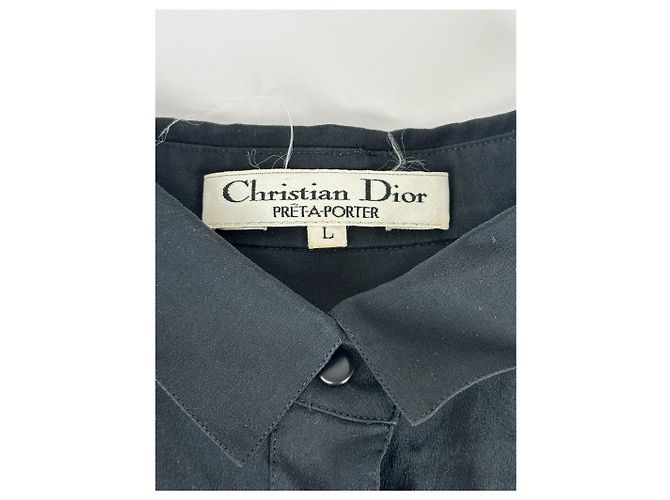 Camicia in seta vintage Dior nera M Nero - vista 8