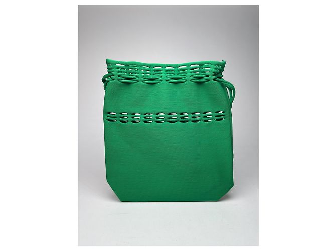 Zaino in cotone vintage Issey Miyake verde - vista 5