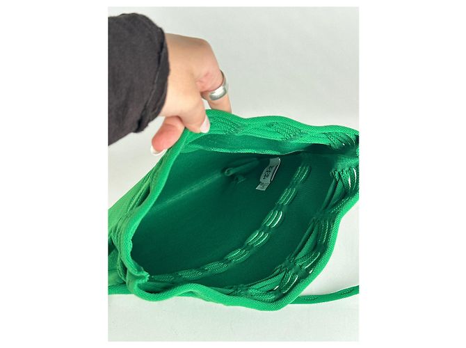 Zaino in cotone vintage Issey Miyake verde - vista 6