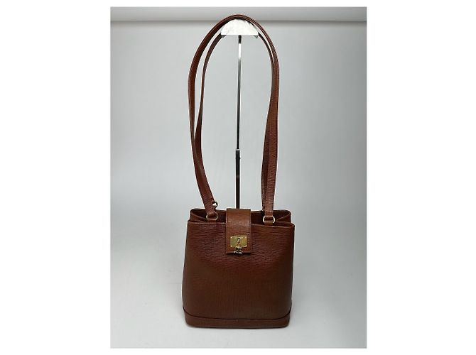 Vintage Courreges Leder Eimer Tasche braun - Ansicht 3