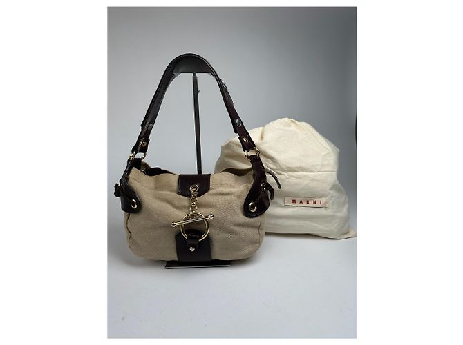 Vintage Marni Handtasche beige und braun - Ansicht 3