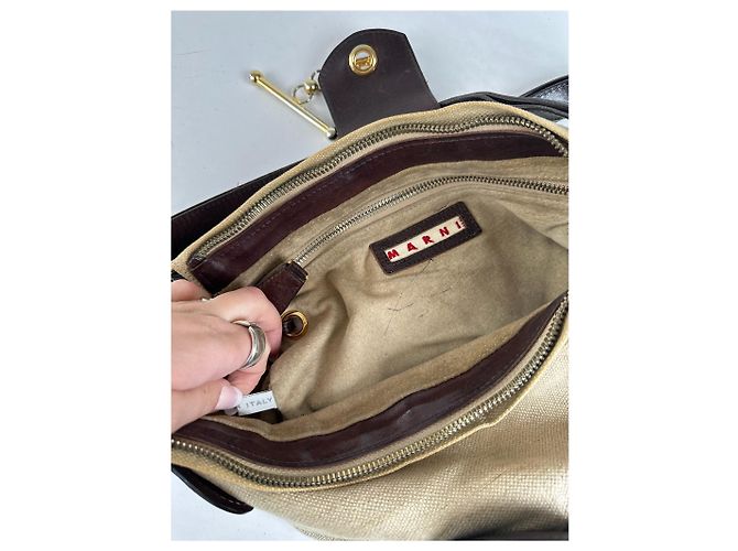 Vintage Marni Handtasche beige und braun - Ansicht 4