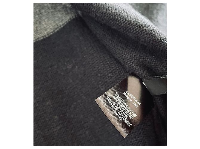 Moletom com zíper e capuz de algodão e cashmere Nero La Perla T. M Preto Cinza Cinza antracite - vista 4