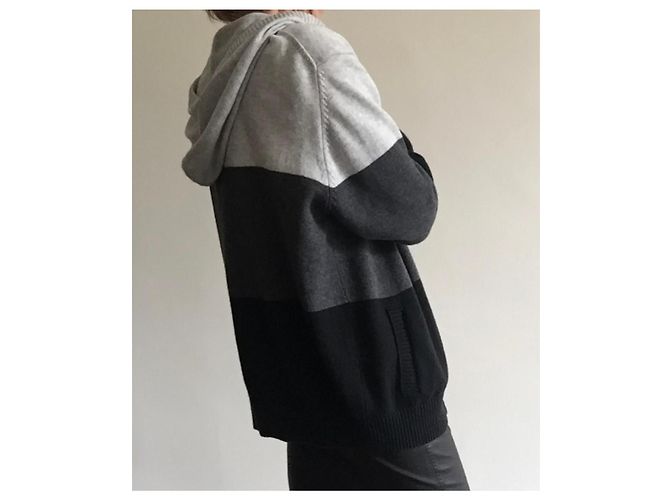 Moletom com zíper e capuz de algodão e cashmere Nero La Perla T. M Preto Cinza Cinza antracite - vista 6