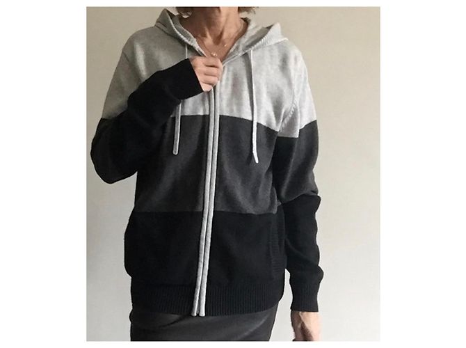 Moletom com zíper e capuz de algodão e cashmere Nero La Perla T. M Preto Cinza Cinza antracite - vista 7