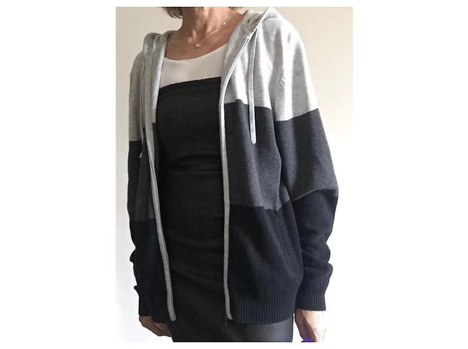 Moletom com zíper e capuz de algodão e cashmere Nero La Perla T. M Preto Cinza Cinza antracite - vista 8