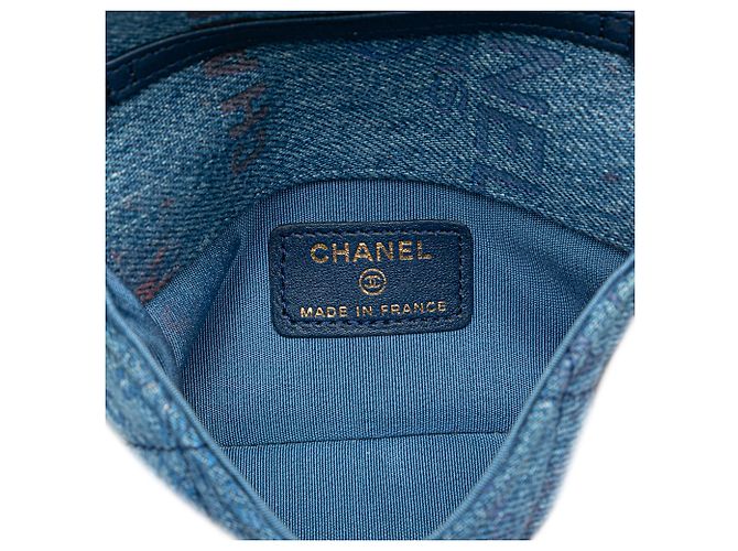 Chanel Blaue Mini-Denim-Clutch mit Kette - Ansicht 5