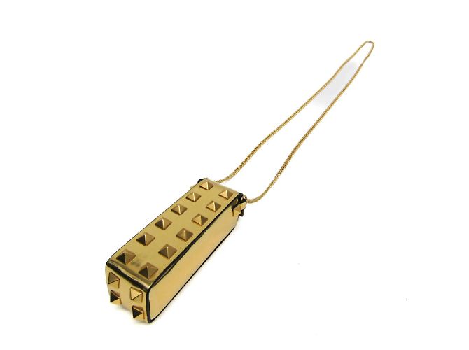 Estuche de lápiz labial de cuero dorado Valentino - vista 3