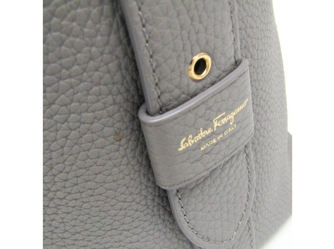Borsa a spalla in pelle grigia Salvatore Ferragamo Marrone - vista 10