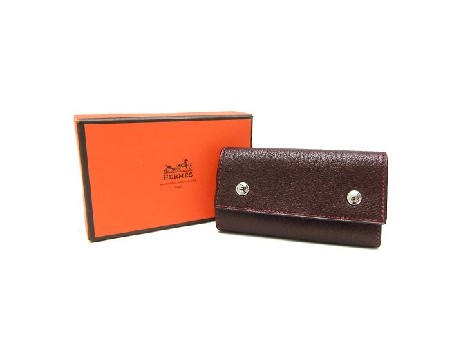 Hermès Hermes Serie Chevre Leather Key Case in Wine Dark red - view 2