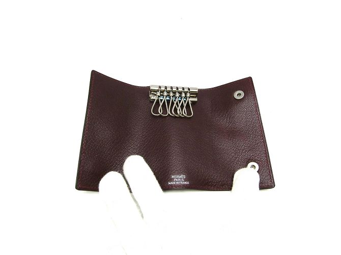 Hermès Hermes Serie Chevre Leather Key Case in Wine Dark red - view 4