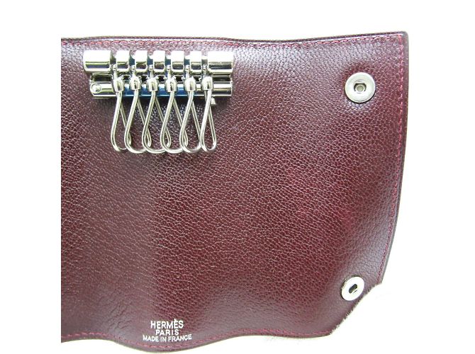 Hermès Hermes Serie Chevre Leather Key Case in Wine Dark red - view 8
