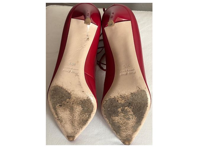 Bottines Miu Miu en cuir rouge - vue 6
