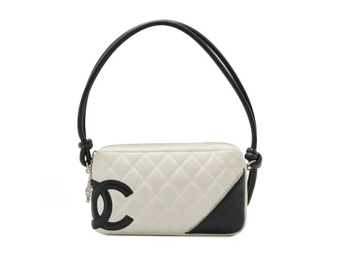 Borsa a spalla Chanel Cambon Line Coco Mark Pouch Nero Bianco - vista 2