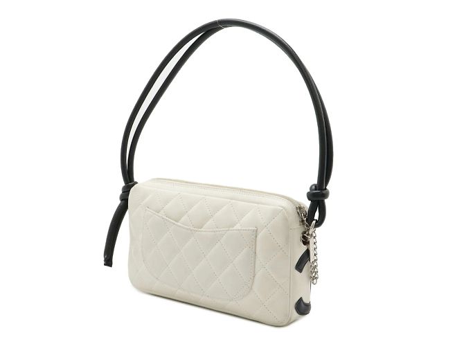 Borsa a spalla Chanel Cambon Line Coco Mark Pouch Nero Bianco - vista 3