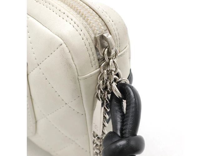 Borsa a spalla Chanel Cambon Line Coco Mark Pouch Nero Bianco - vista 5
