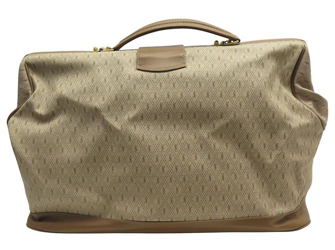 VINTAGE YVES SAINT LAURENT BEIGE MONOGRAMM CANVAS REISETASCHE - Ansicht 2
