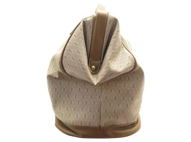 VINTAGE YVES SAINT LAURENT BEIGE MONOGRAMM CANVAS REISETASCHE - Ansicht 4