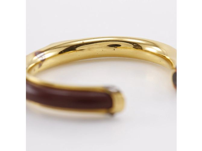 Hermès Pulseira de couro e banhada a ouro Hermes Marrom Dourado - vista 3