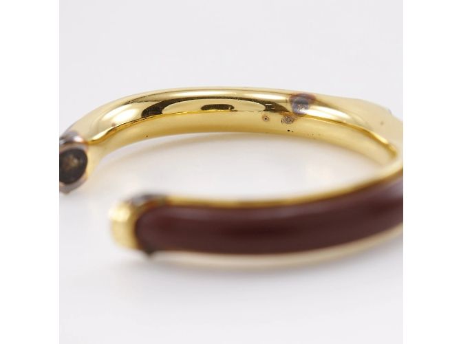 Hermès Pulseira de couro e banhada a ouro Hermes Marrom Dourado - vista 4