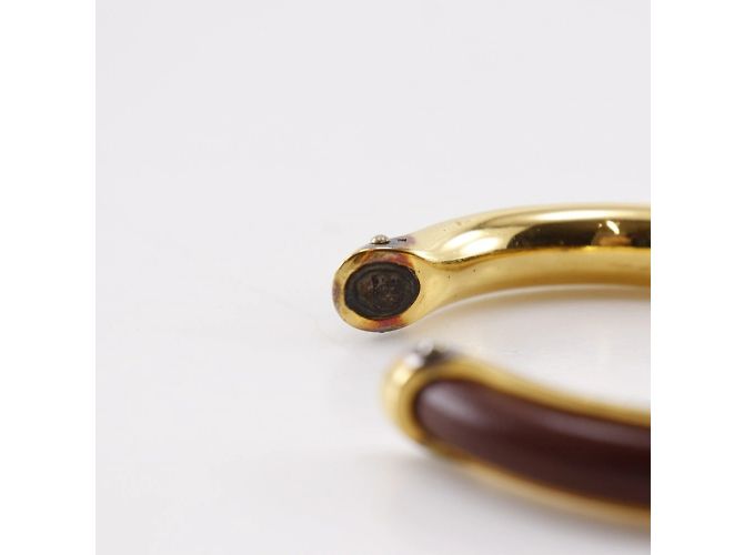 Hermès Pulseira de couro e banhada a ouro Hermes Marrom Dourado - vista 6