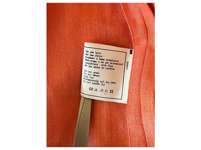 Chanel Leinenkleid und Jacke Set Orange 46FR - Ansicht 10
