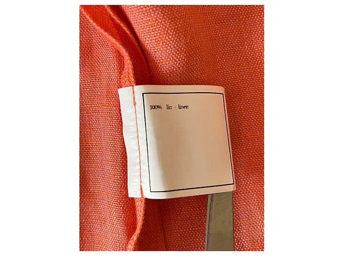 Chanel Leinenkleid und Jacke Set Orange 46FR - Ansicht 11