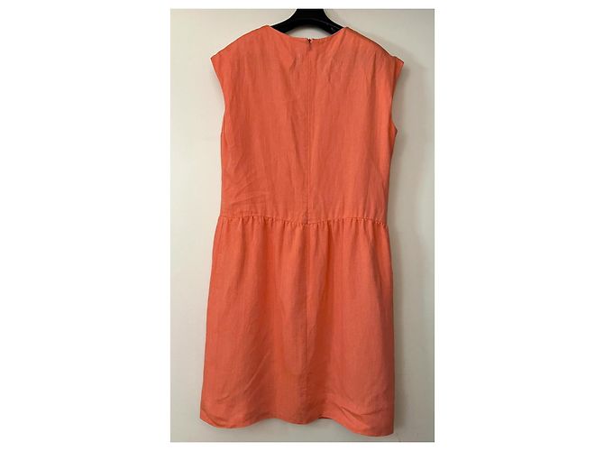 Chanel Leinenkleid und Jacke Set Orange 46FR - Ansicht 16