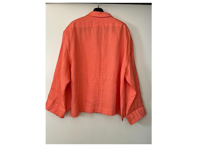 Chanel Leinenkleid und Jacke Set Orange 46FR - Ansicht 17