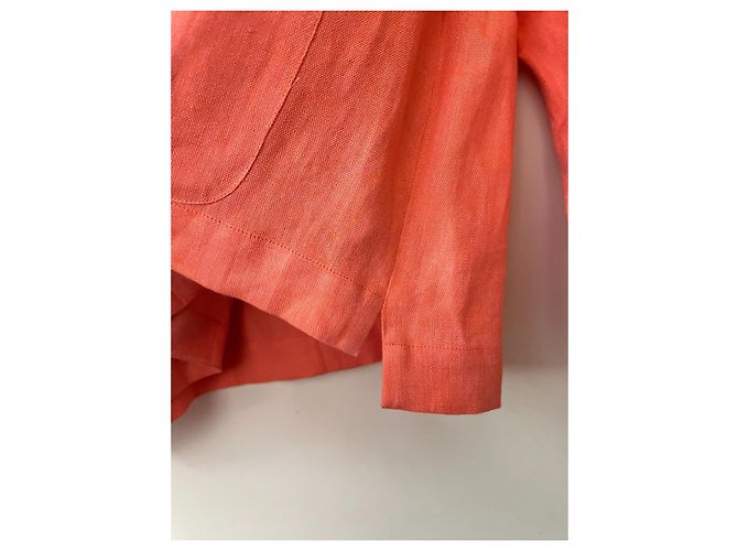 Chanel Leinenkleid und Jacke Set Orange 46FR - Ansicht 19