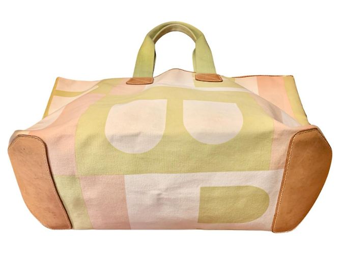 Bally Monogramm Canvas Tragetasche grün gelb Mehrfarben - Ansicht 10