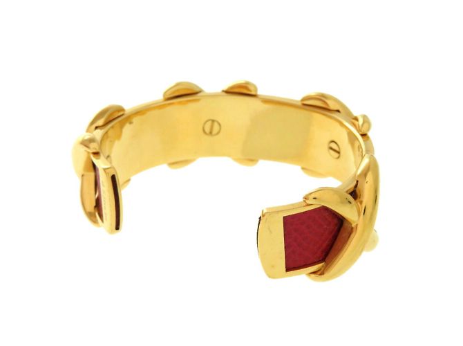 Hermès Bracciale in pelle rossa metallica incrociata Hermes Rosso D'oro - vista 3