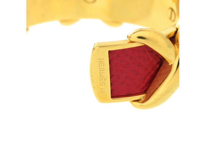 Hermès Bracciale in pelle rossa metallica incrociata Hermes Rosso D'oro - vista 4
