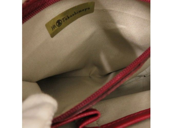 Burberry Nova Check Leder-Canvas-Handtasche Rot Beige - Ansicht 8