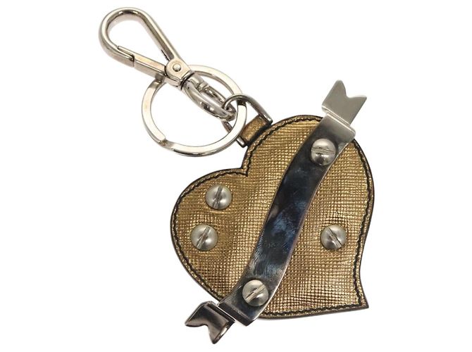 Saffiano Llave PRADA de cuero Safiano tono dorado Auth ac3756 - vista 3