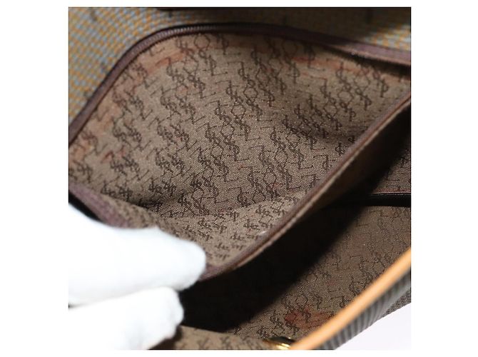 Borsa a spalla SAINT LAURENT in PVC pelle marrone oro Auth 119580 D'oro - vista 12