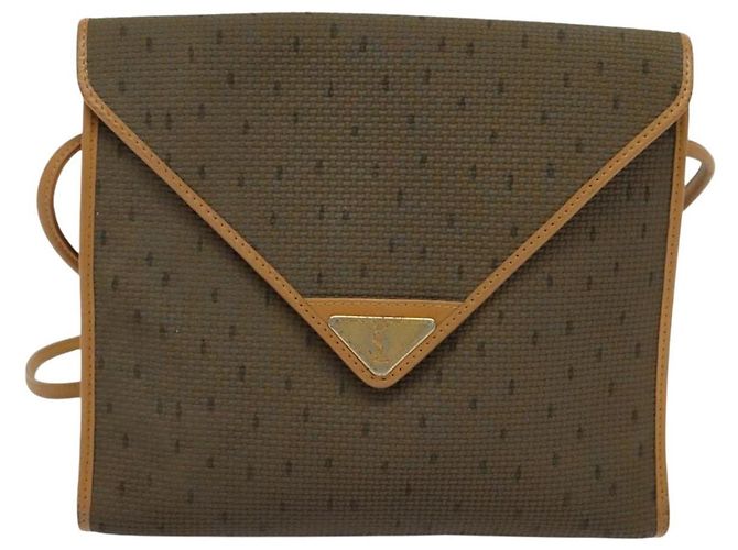 Borsa a spalla SAINT LAURENT in PVC pelle marrone oro Auth 119580 D'oro - vista 13