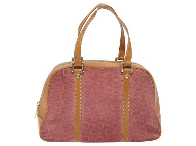 Céline Borsa a mano in tela Macadam Celine C in suede rosa e oro Auth BA1225 D'oro - vista 13
