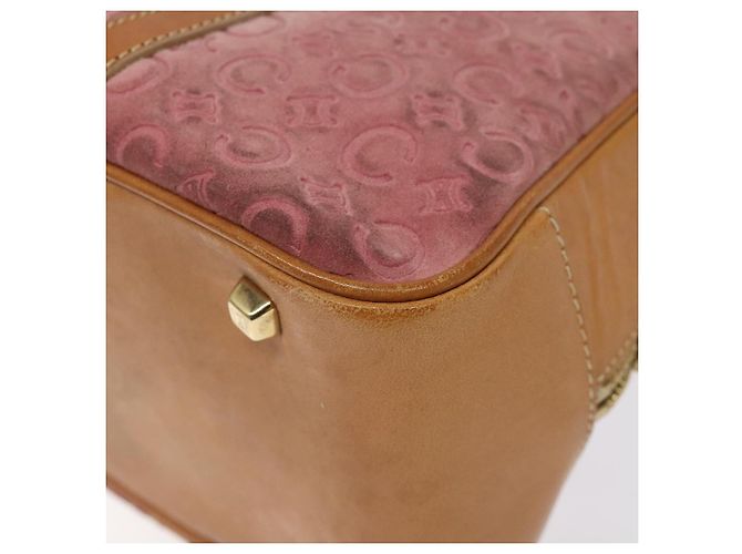 Céline Borsa a mano in tela Macadam Celine C in suede rosa e oro Auth BA1225 D'oro - vista 15