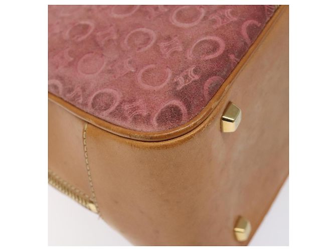 Céline Borsa a mano in tela Macadam Celine C in suede rosa e oro Auth BA1225 D'oro - vista 16