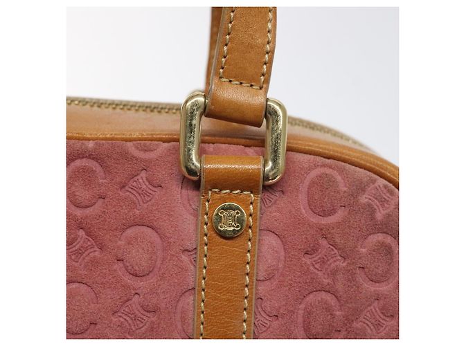 Céline Borsa a mano in tela Macadam Celine C in suede rosa e oro Auth BA1225 D'oro - vista 17