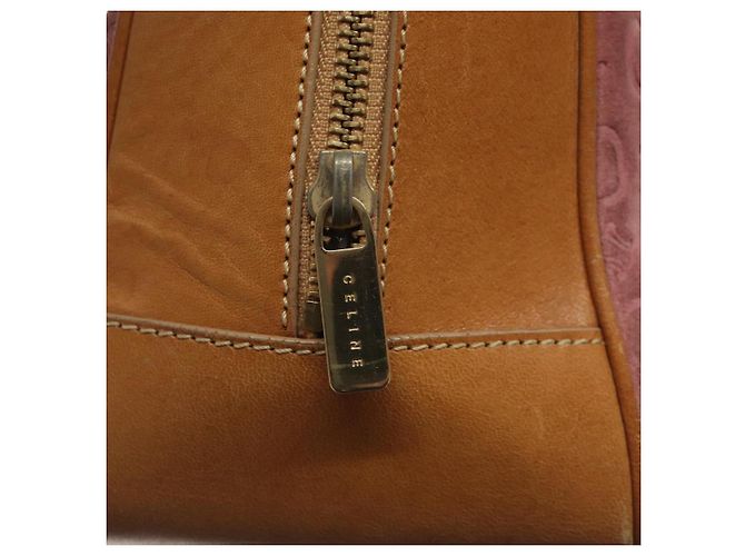 Céline Borsa a mano in tela Macadam Celine C in suede rosa e oro Auth BA1225 D'oro - vista 18