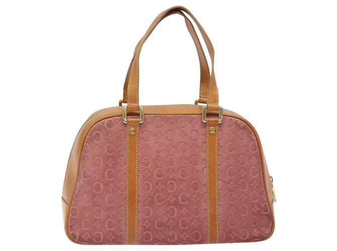 Céline Borsa a mano in tela Macadam Celine C in suede rosa e oro Auth BA1225 D'oro - vista 2
