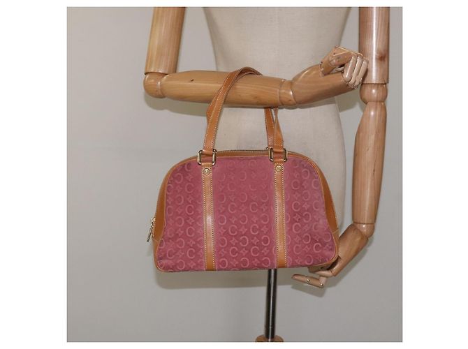 Céline Borsa a mano in tela Macadam Celine C in suede rosa e oro Auth BA1225 D'oro - vista 23