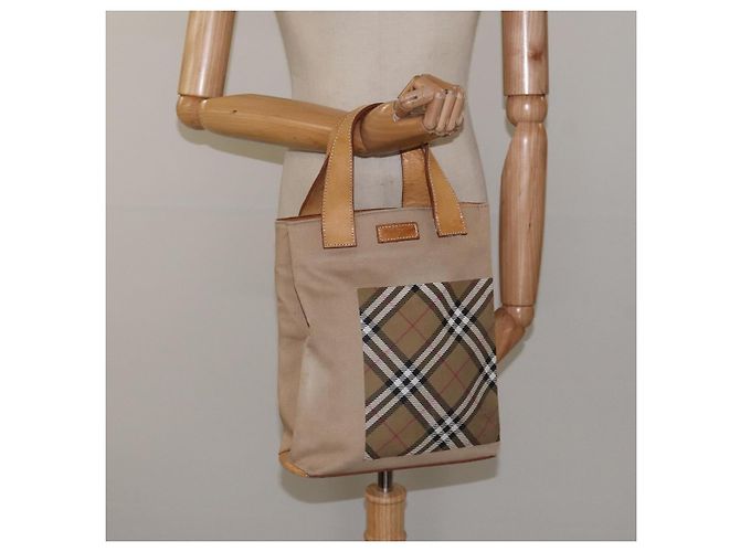 Autre Marque Borsa a mano in tela Burberrys Nova Check Blue Label marrone Auth ti2966 - vista 19