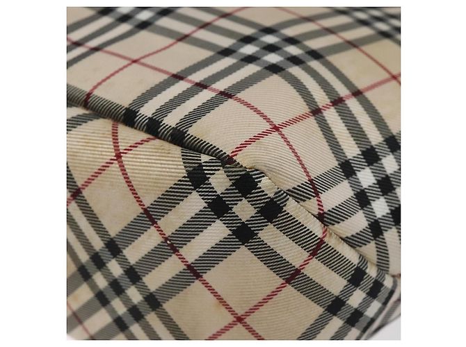 Burberry Nova Check Tote Bag aus Canvas Beige mit blauer Etikette, silber authentisch 119986 - Ansicht 10