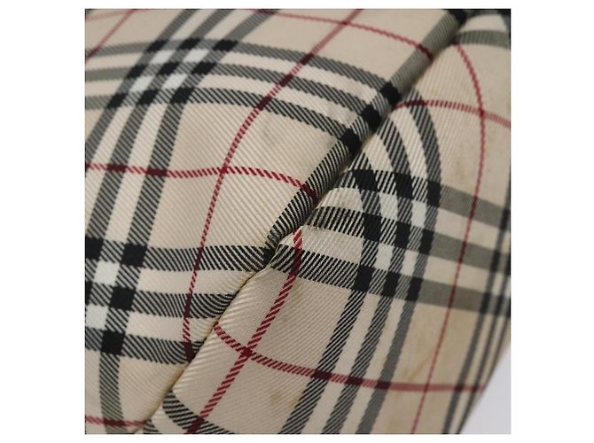 Burberry Nova Check Tote Bag aus Canvas Beige mit blauer Etikette, silber authentisch 119986 - Ansicht 14