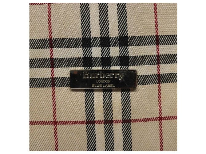 Burberry Nova Check Tote Bag aus Canvas Beige mit blauer Etikette, silber authentisch 119986 - Ansicht 17