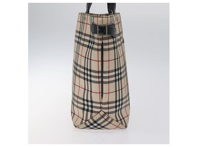 Burberry Nova Check Tote Bag aus Canvas Beige mit blauer Etikette, silber authentisch 119986 - Ansicht 3