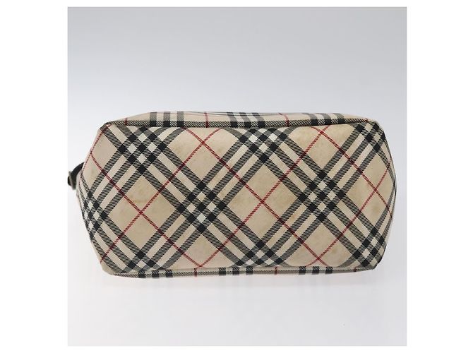 Burberry Nova Check Tote Bag aus Canvas Beige mit blauer Etikette, silber authentisch 119986 - Ansicht 5